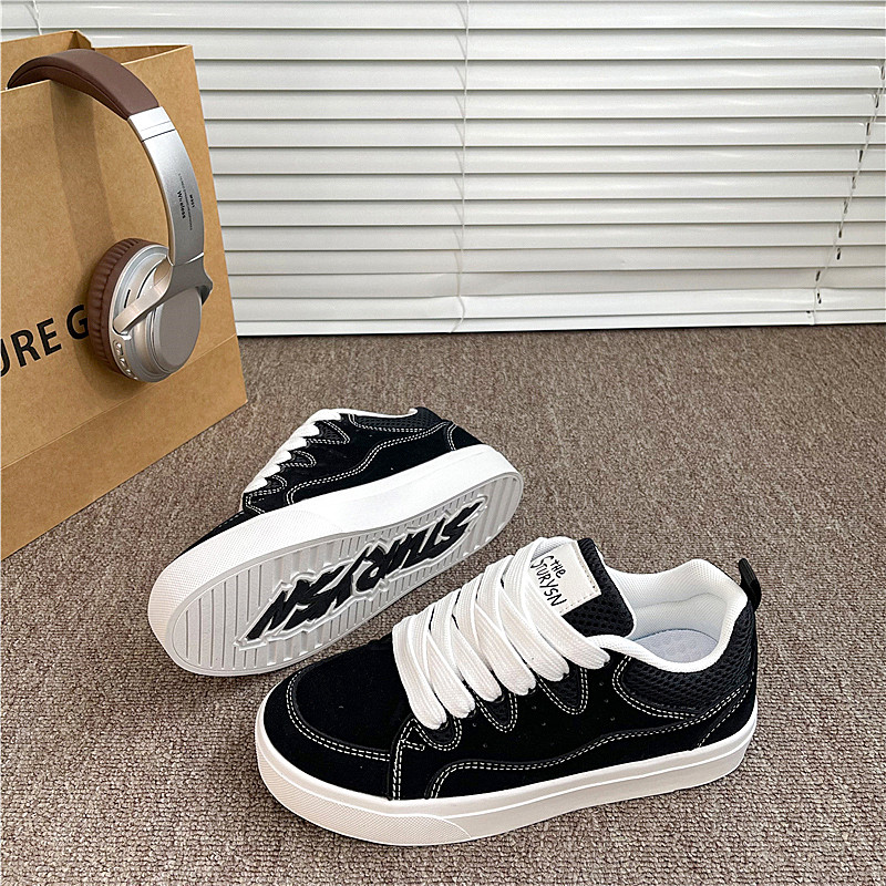 痞帅黑色男鞋2026春季新款学生韩版厚底百搭ins潮运动休闲板鞋女,流行男鞋,休闲板鞋,淘宝优惠券,粉丝福利购,淘宝优惠卷