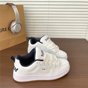 学生小白鞋 女厚底面包鞋 休闲运动鞋 男2026春季 潮 美式 新款 复古板鞋