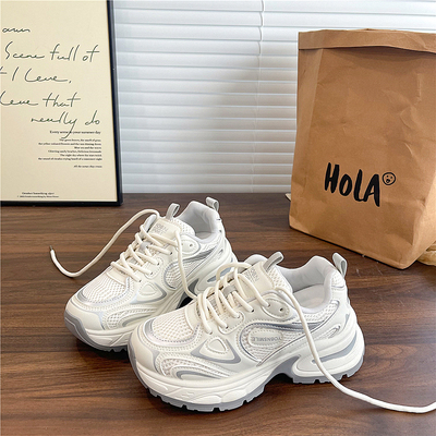 易少年 复古网面厚底老爹鞋女2026春季新款学生百搭运动休闲鞋潮