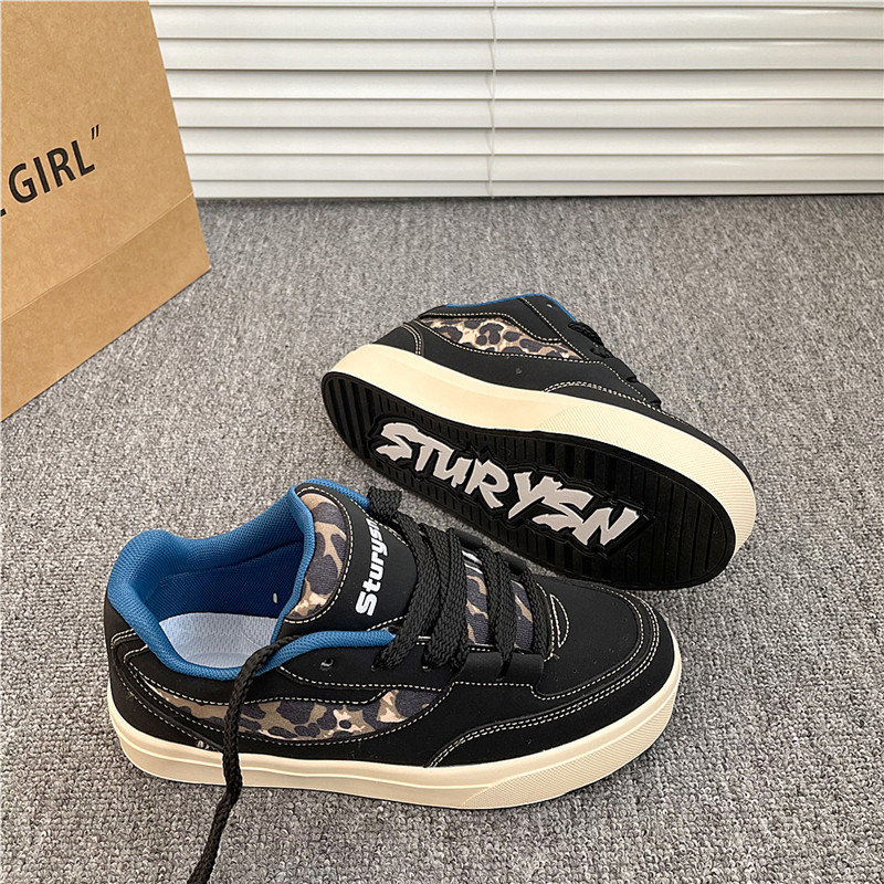 美式黑色豹纹复古港风情侣男鞋ins百搭板鞋女2025冬季新款面包鞋,流行男鞋,休闲板鞋,淘宝优惠券,粉丝福利购,淘宝优惠卷