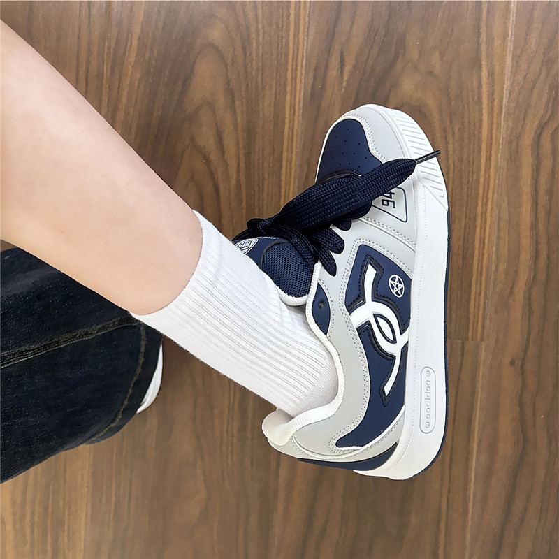 兰灰色 港风原创面包鞋女ins2025冬季新款板鞋小众百搭休闲小白鞋