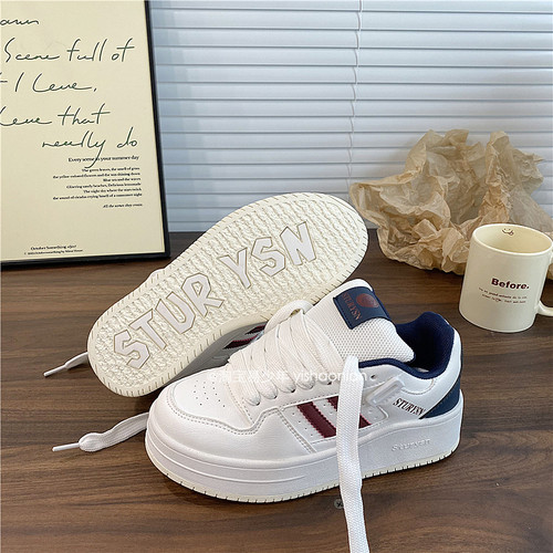 易少年白酒红厚底休闲板鞋女