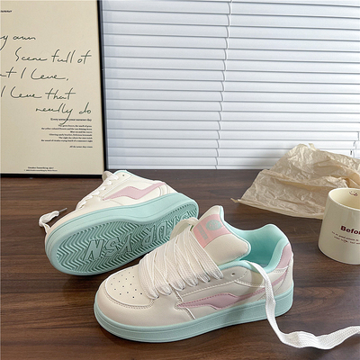 易少年 韩版小众水蜜桃面包鞋ins潮2025夏季新款学生百搭休闲板鞋