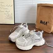 百搭学院风休闲鞋 易少年 新款 女鞋 港风网面透气老爹鞋 潮2026春季