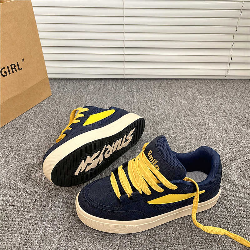黄蓝色港风情侣鞋子男2025冬季新款厚底百搭ins潮运动休闲板鞋女,流行男鞋,休闲板鞋,淘宝优惠券,粉丝福利购,淘宝优惠卷