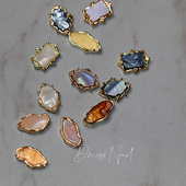 日系ins网红美甲饰品 日本金属波西米亚异形彩色天然石立体装 饰品
