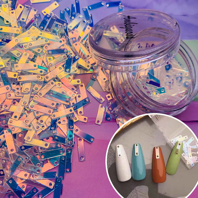 幻彩日系偏光长方形超闪指甲贴片