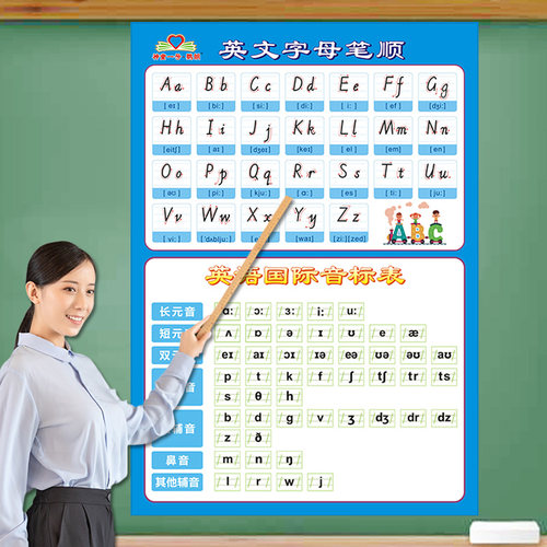 笔顺48个英语音标书写有声墙贴