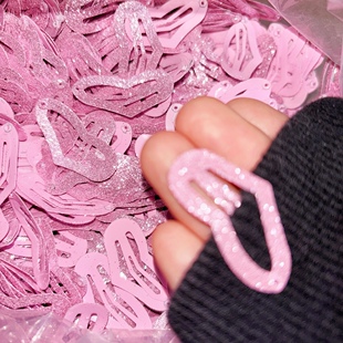 3.5cm 爱心桃心粉色发夹闪粉亮片亮晶晶发卡bb夹表演出拍照装饰夹