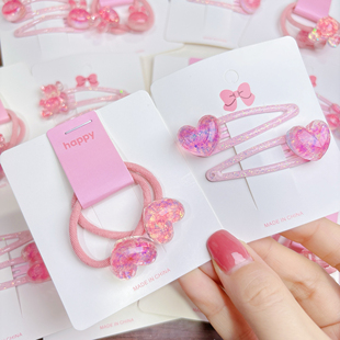 皮筋+发夹 亮晶晶闪闪公主樱桃兔子爱心粉色系bb发夹头绳皮筋发卡