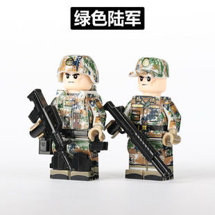 PLA陆军积木人仔军事特种兵警察拼装小颗粒玩具拼插模型男生益智