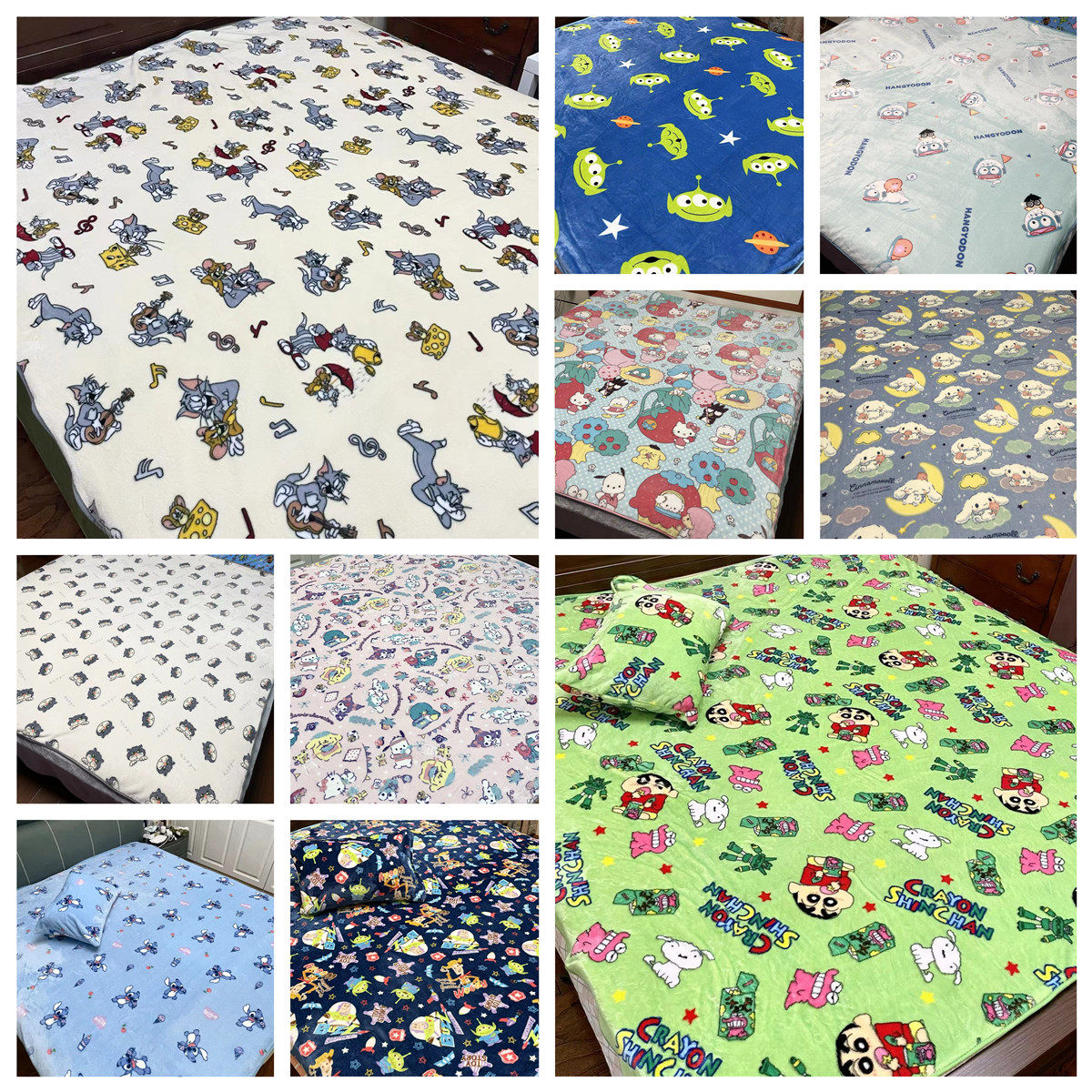 【包邮】可爱卡通动漫毛绒法莱绒材质午睡毯情侣枕套宿舍家居盖毯