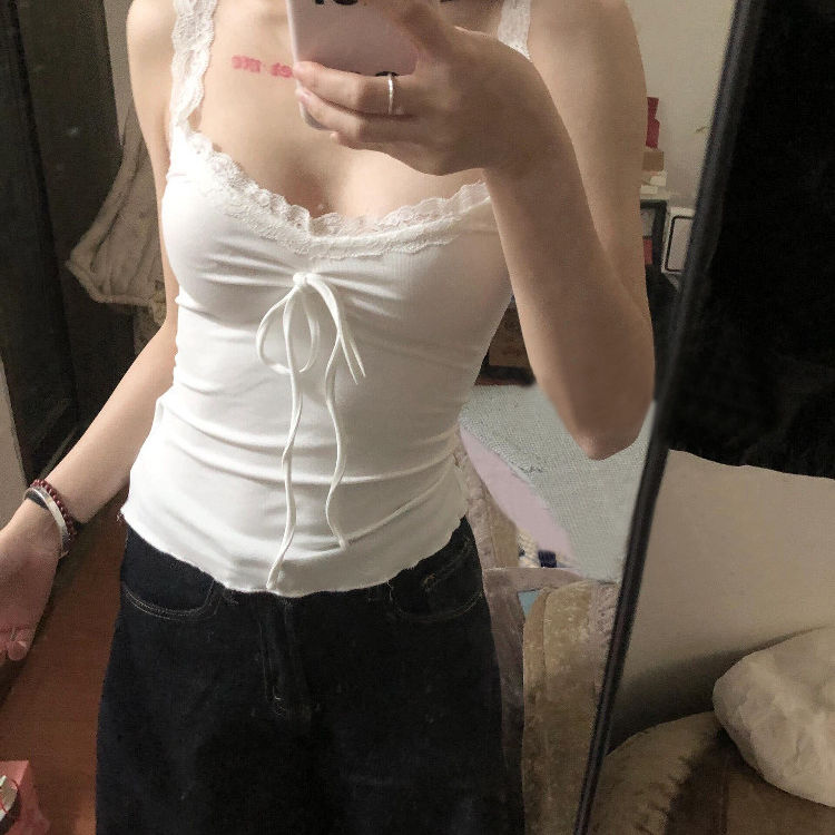 纯欲白色吊带小背心女夏