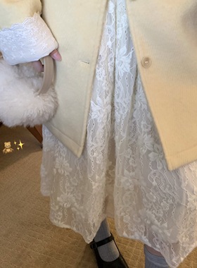 TheDouerr 浮光轻影重工甜美加厚百搭蕾丝半裙温柔风法式高腰