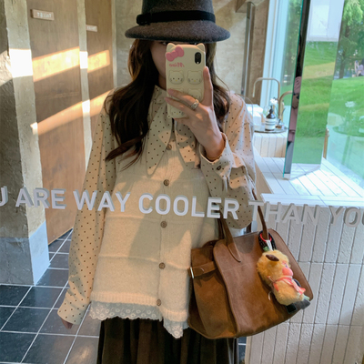 TheDouerr 童话蘑菇屋少女感花边针织温柔马甲背心外搭