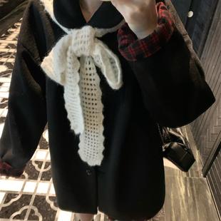 大衣外套女 夹棉大衣中长款 TheDouerr 乖乖女两色毛呢拼袖