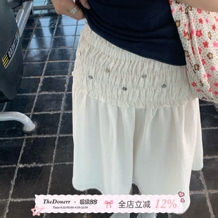 TheDouerr 贝壳扣打揽设计感两穿抹胸中裙半身裙褶皱花边