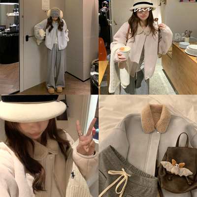 【TheDouerr11.11 20.00】北欧环游皮毛一体麂皮绒羊羔毛外套