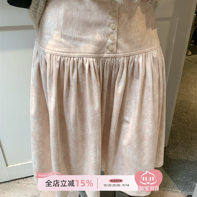 TheDouerr  佩里月光纽扣设计显瘦百搭中裙两色半身裙