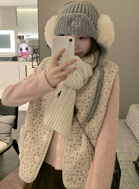 TheDouerr 甜心奶泡碎花羊羔毛两面穿马甲