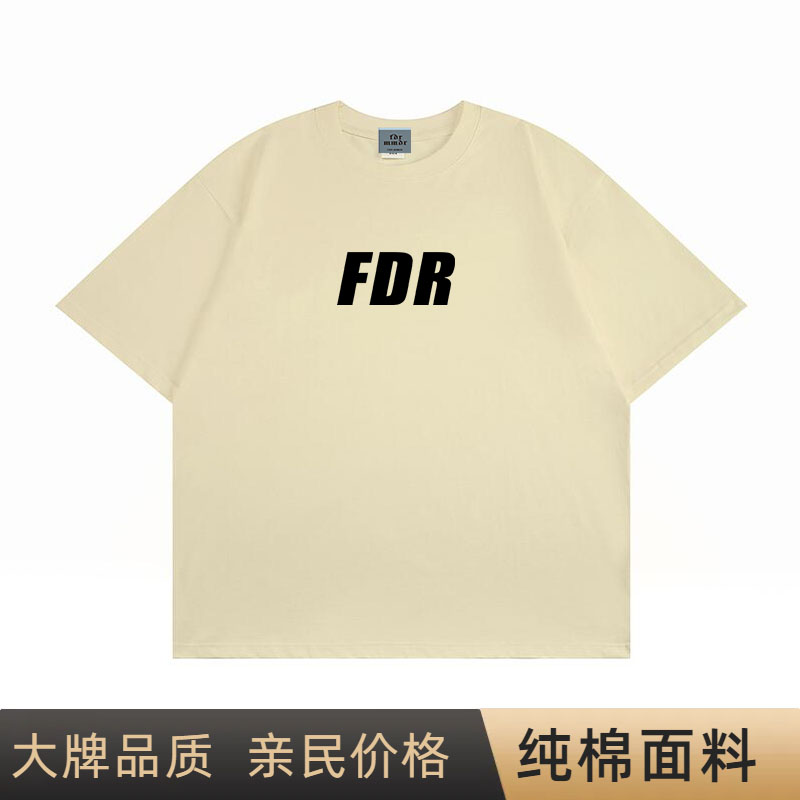 FDR MMDR国潮猫咪纯棉印花短袖新款夏季美式宽松潮牌重磅T恤ins
