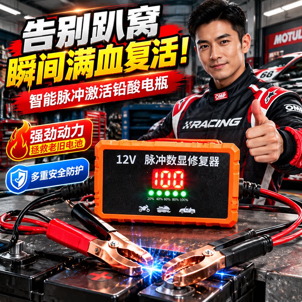 【智能脉冲】修复器汽车电瓶充电12v24v伏全自动智能通用型修复