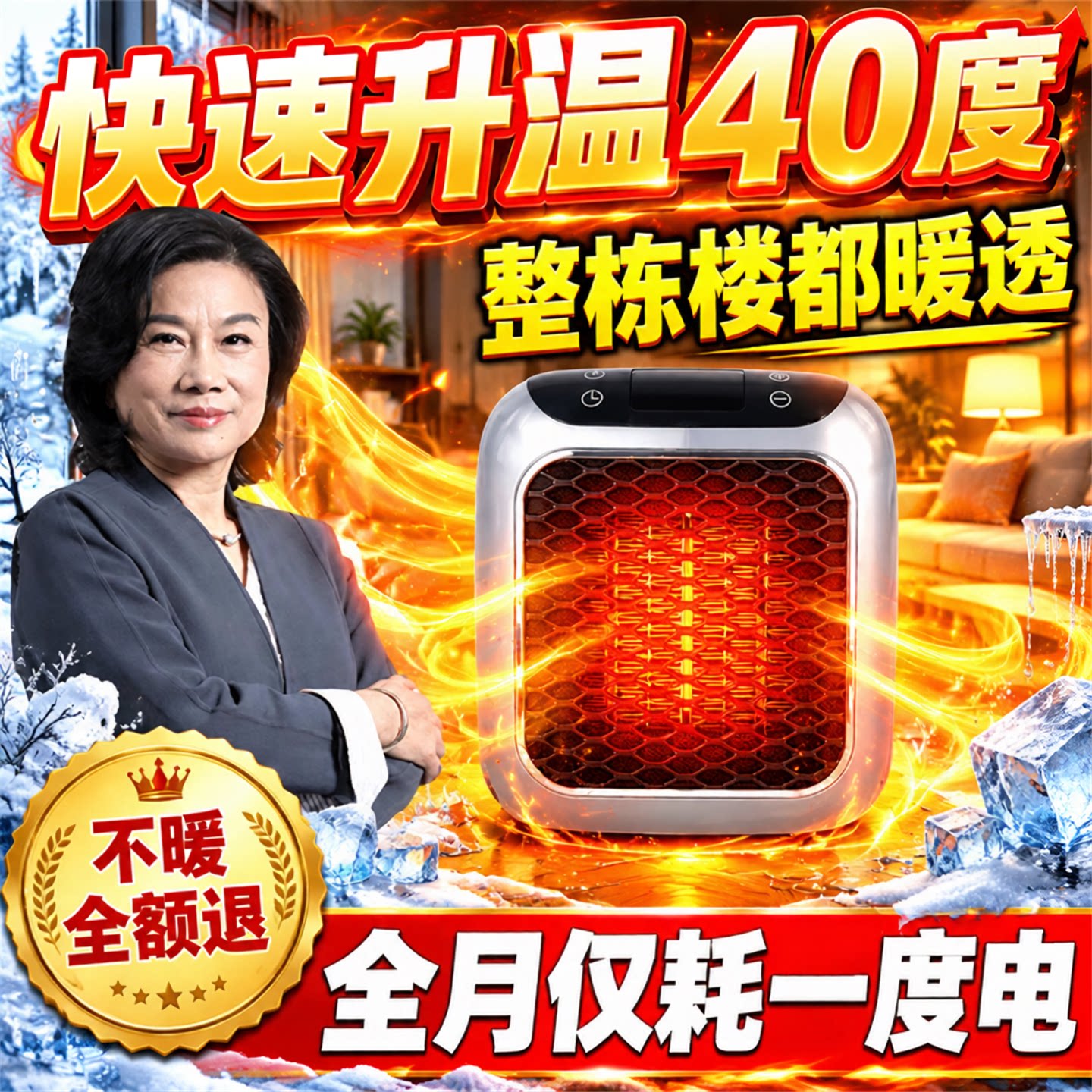 2026新款迷你壁挂式遥控取暖器石墨烯发热浴室家用小太阳暖风机