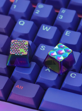 键石棱镜蜂巢几何艺术周边幻彩镀银色机械键盘锌铝合金属个性键帽