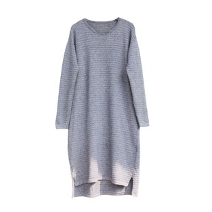 圆领过膝毛衣外穿内搭打底长裙 长袖 中长款 针织连衣裙女早秋修身