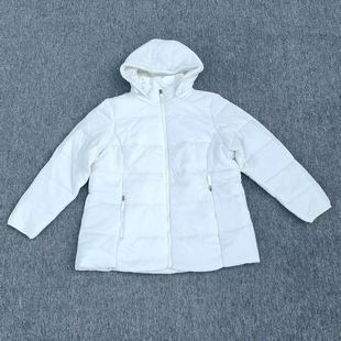 欧美原单女款超轻超柔羽绒棉棉衣轻薄大码MM可拆卸帽休闲秋冬棉服