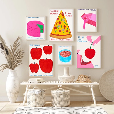 糖果色艺术儿童房小众海报davidshrigley抽象色彩装饰画贴画画芯