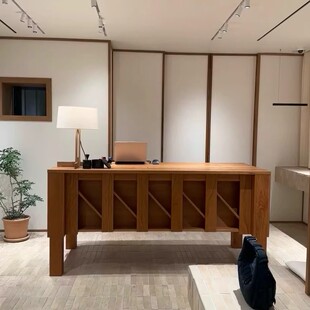 中古风服装店收银台吧台桌中岛柜收款桌陈列柜展示台前台柜台