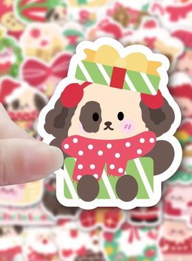 200张高颜值圣诞老人可爱卡通小狗贴纸套装手账装饰贴多款混装