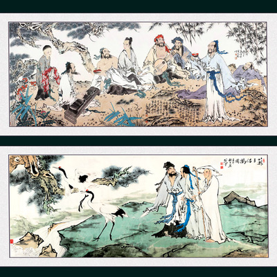 竹林七贤范曾作品吕鹤图国画写意真迹原版高清微喷复制装饰画临摹