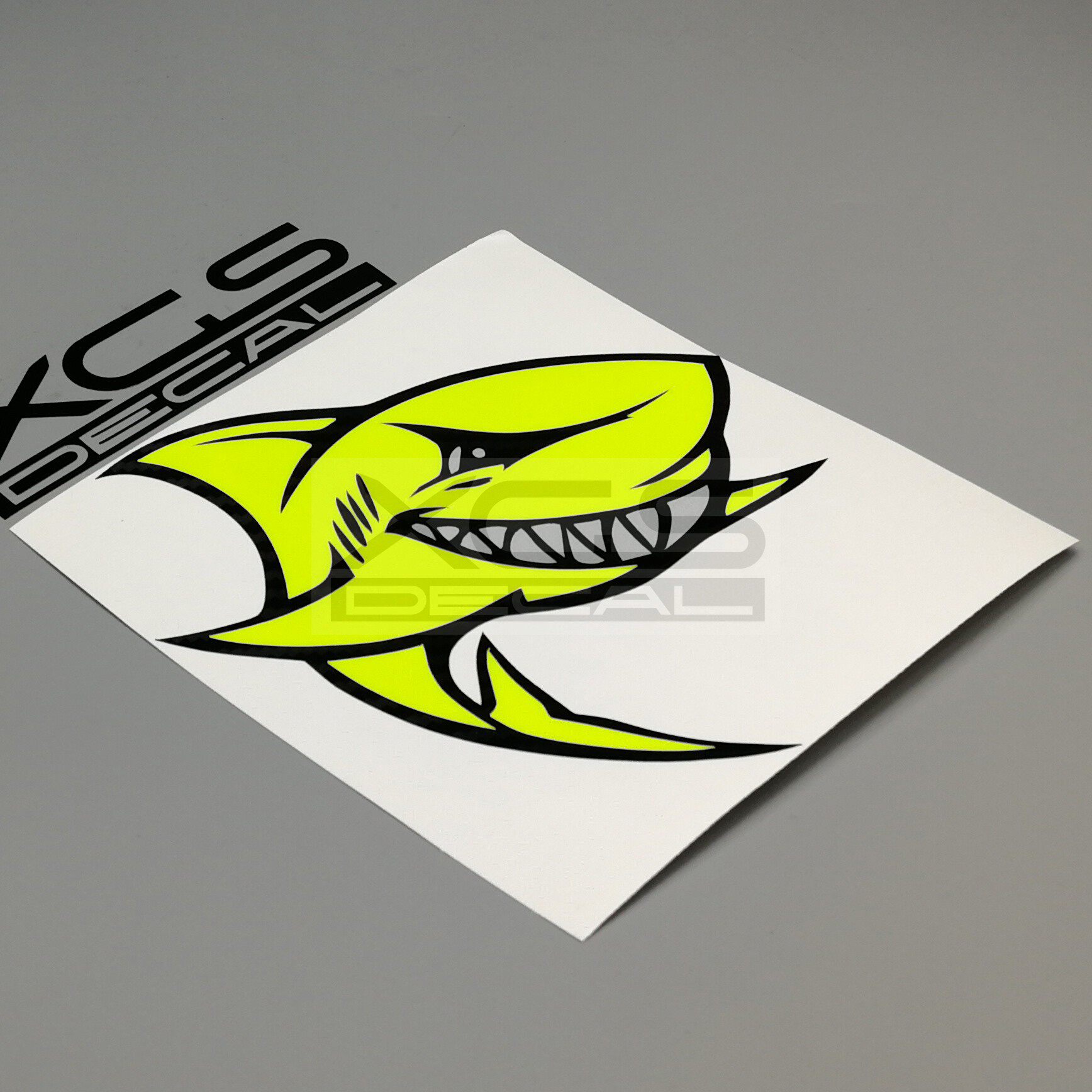 汽车摩托电动车装饰贴纸微笑鲨鱼荧光黄叠层反光划痕车贴贴花