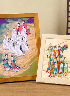 北斗九皇神像摆件结缘北斗九星君画像实木相框摆台挂画高清相摆件