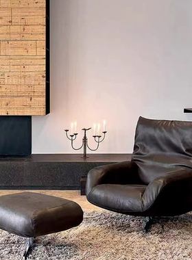 EDRA意式轻奢花瓣沙发椅设计师高级感头层牛皮客厅旋转靠背休闲椅