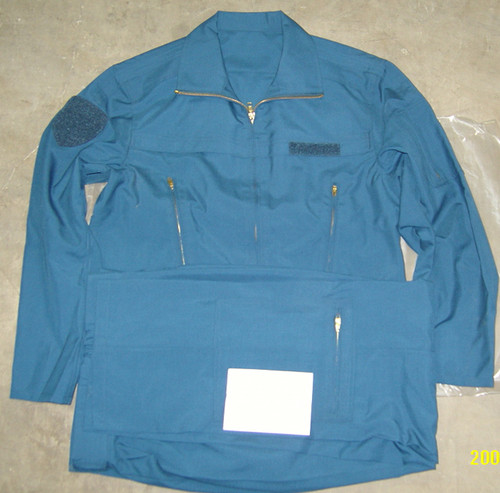 英硕户外全新夏季阻燃服布服耐磨工作服套装男分体夏飞布服浅蓝色