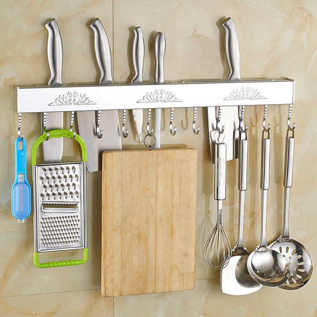 壁挂式免打孔刀架厨房用品收纳