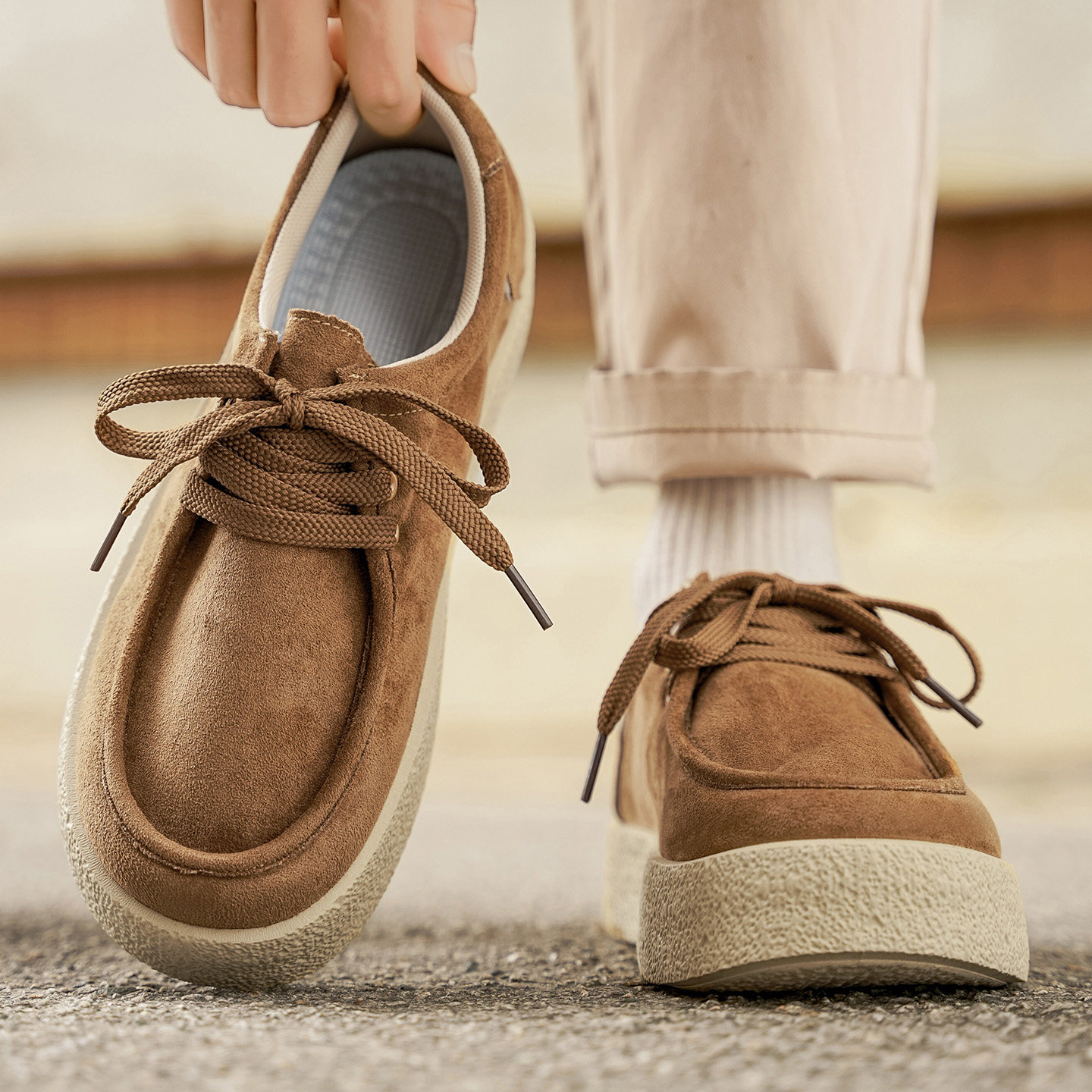 翻毛皮男鞋秋季百搭运动休闲工作板鞋男士开车软底耐磨防滑豆豆鞋,流行男鞋,休闲板鞋,淘宝优惠券,粉丝福利购,淘宝优惠卷