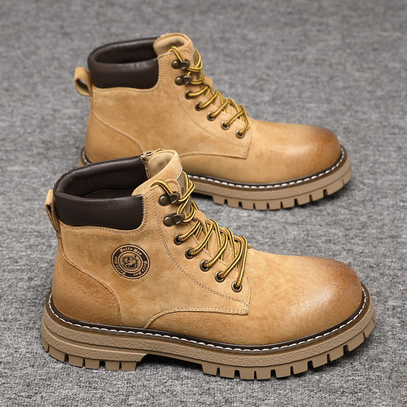 马丁靴男鞋冬季高帮运动户外登山作战防水英伦复古工装真皮大黄靴,流行男鞋,马丁靴,淘宝优惠券,粉丝福利购,淘宝优惠卷