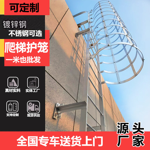 护笼爬梯安全爬梯镀锌钢爬梯不锈钢检查井直爬梯成品钢制室外爬梯