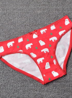 西班牙原装正品优质纯棉女孩儿童三角内裤碎花少女底裤3-10北极熊