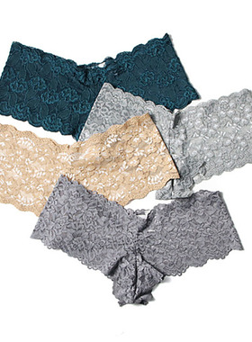 日系性感蕾丝低腰女士平角内裤 纯色可爱无痕底裤 提臀 抗菌 防臭