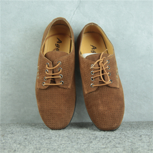 39胶水老化鞋底仅车线无胶水粘合系带休闲皮鞋反绒牛皮豆豆透气鞋