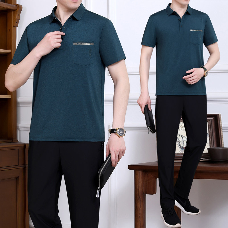 中老年短袖夏季跑步运动服套装