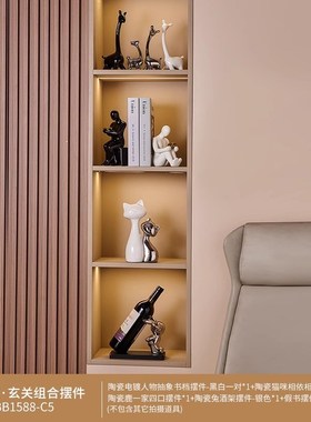 现代简约一家三口小鹿酒柜摆件轻奢高档客厅电视玻璃柜家居装饰品