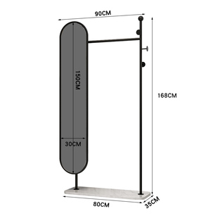 落地全身镜酒店家用卧室旋转穿衣镜轻奢简约试衣镜衣帽架挂衣一体