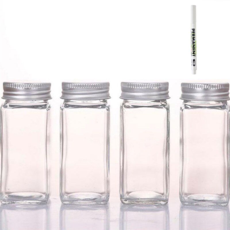 方形玻璃撒料瓶家用调料瓶孜然烧烤盐罐撒料瓶胡椒粉铝盖调味瓶罐