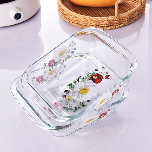 韩国高硼硅家用耐热玻璃盘盘子烤盘焗烤饭盘烤肉盘餐盘微波烤箱盘